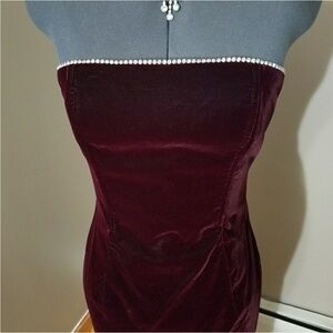 Jessica McClintock Strapless Burgundy Dress